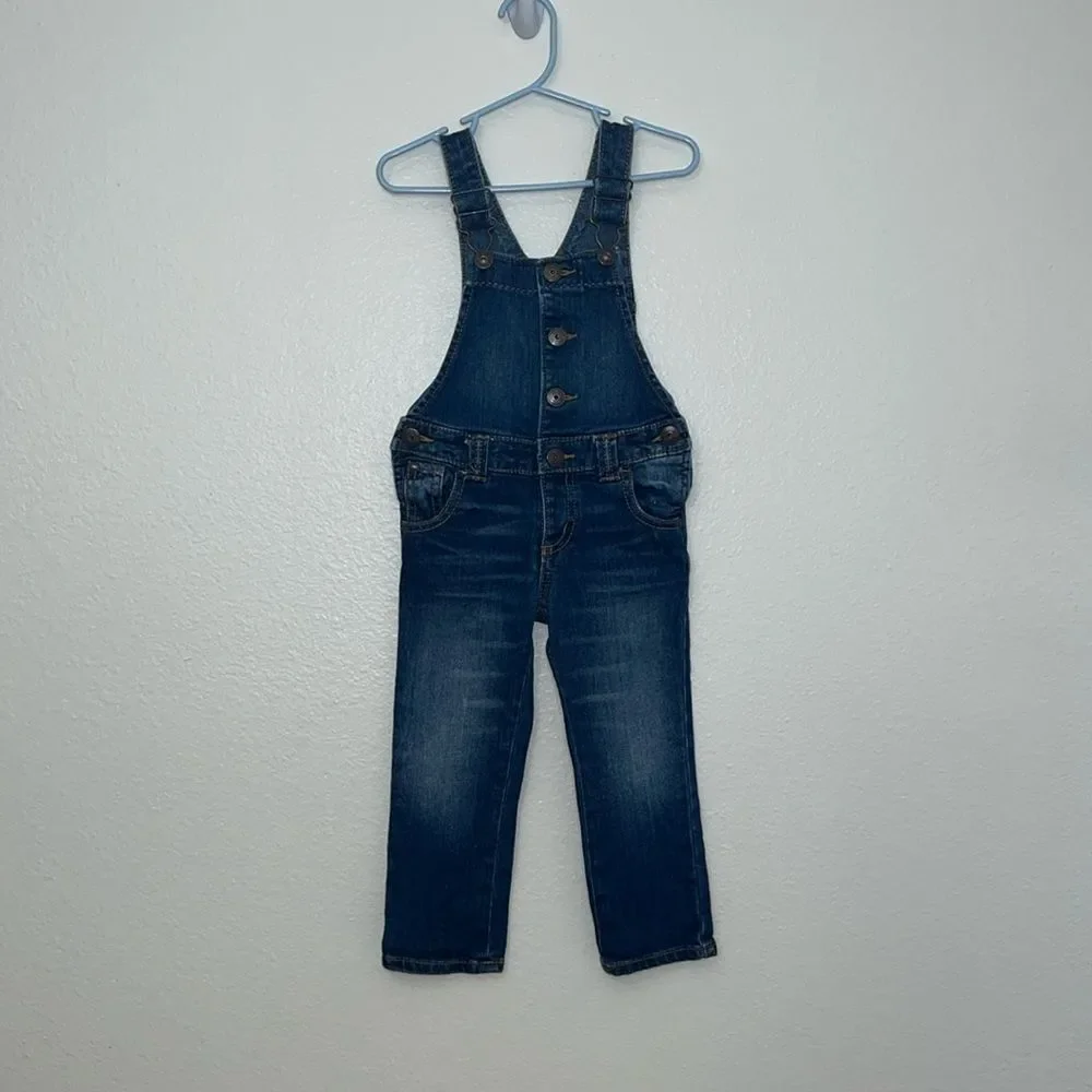 OshKosh B’gosh Toddler girl 3T bib Overalls skinny fit Denim Blue Jeans